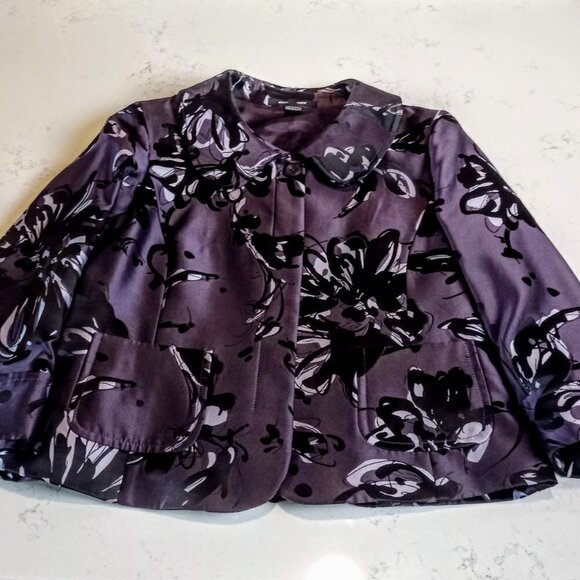 Ellen Tracy Purple & Black Print Blazer - Picture 3 of 7